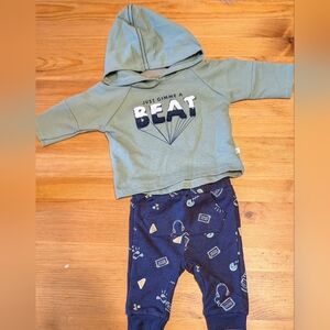 Petit Lem Set Olive Hoodie with Graphic Print 3m